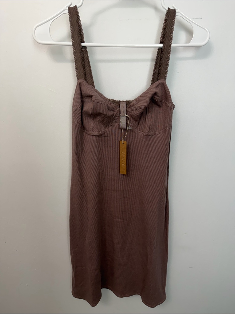 SKIMS PICOT CAMI MINI DRESS - Cotton Rib Medium NWT